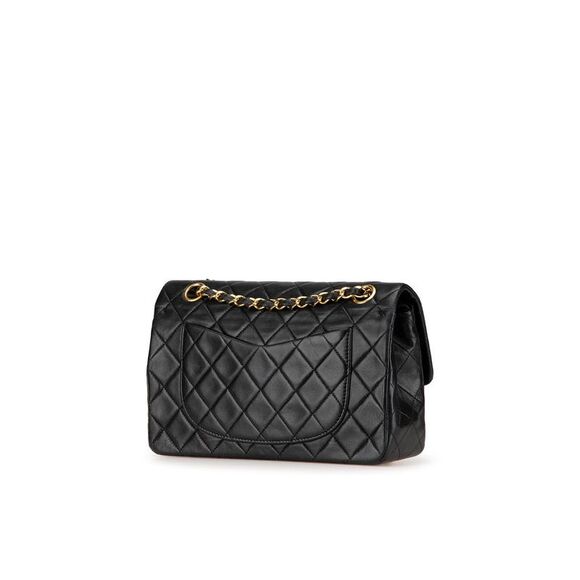 Pre Loved Chanel Small Classic Lambskin Double Flap Women Black Shoulder Bag - Picture 2 of 8